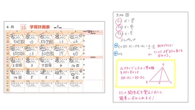 学習計画表と手書きで行う添削指導