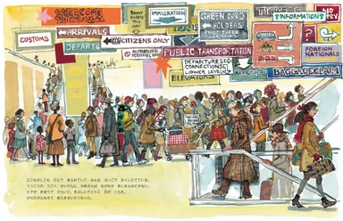 アメリカの大空港に降り立ち、サンゴールは圧倒されてしまう