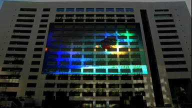 福岡市役所にプロジェクションマッピングが登場(イメージ)