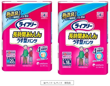 『ライフリー長時間あんしんうす型パンツ』Mサイズ・Lサイズ新改良
