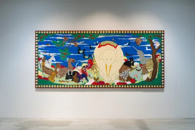 出品作品「Cream Painting -鳥獣花木屏風図」