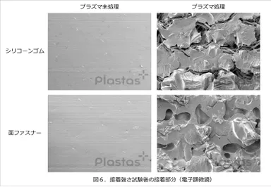 図6. 接着強さ試験後の接着部分(電子顕微鏡)