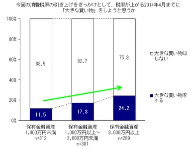 保有金融資産レンジ別、増税前の駆け込み消費意向
