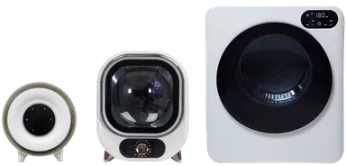 発売する衣類乾燥機(左から0.8kg、1.0kg、3.0kg)