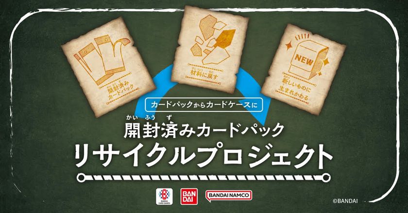 開封済みカードパックが
カードケースに生まれ変わる
リサイクルプロジェクト始動!