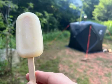 サウナ参加者には、農場産のお米を使った甘酒アイスを無料サービス