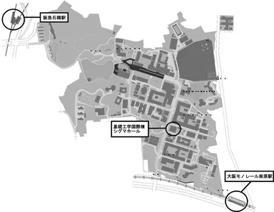 大阪大学 基礎工学国際棟 シグマホール　地図