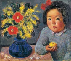 「彩子とミモザ」椿貞雄 1954年(米沢市上杉博物館蔵)