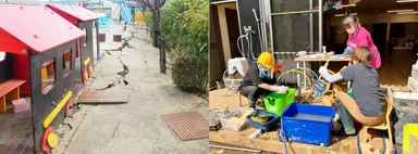 地震・豪雨の被害を受けた園の様子