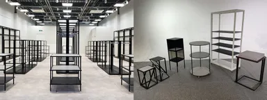 左：環境負荷を軽減するレンタル什器／右：「PANECO」を使ったサステナブル什器