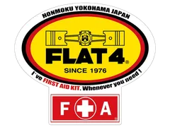 救急キット車載を伝える「FLAT4オリジナルFAステッカー」