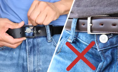 バックルをズボンのボタンにしっかりホールド