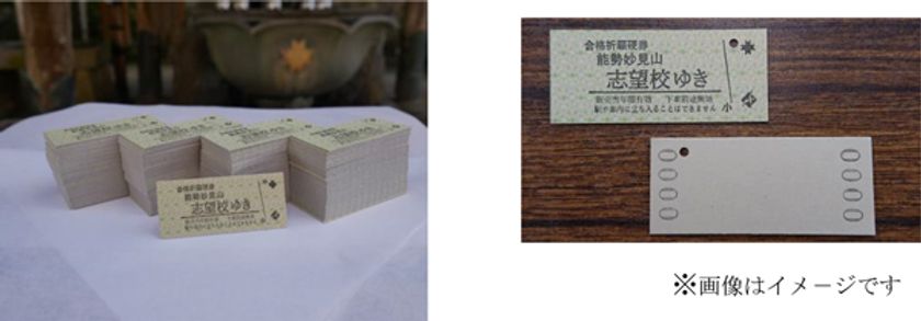 能勢妙見山「開運殿」で開運合格祈祷をした
「合格祈願硬券・志望校ゆき」を配付します