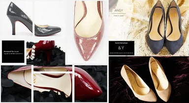 エナメルヒールパンプス