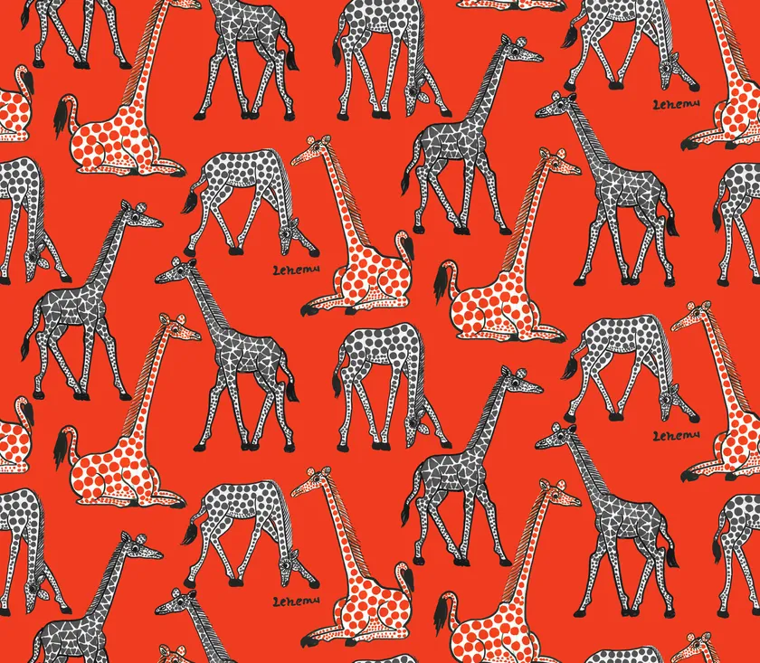 ティンガティンガ布(キリンレッド)