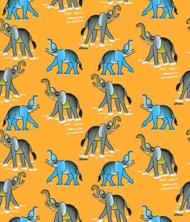 ティンガティンガ布(ゾウ)
