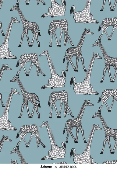 ティンガティンガ布(キリンモノトーン)