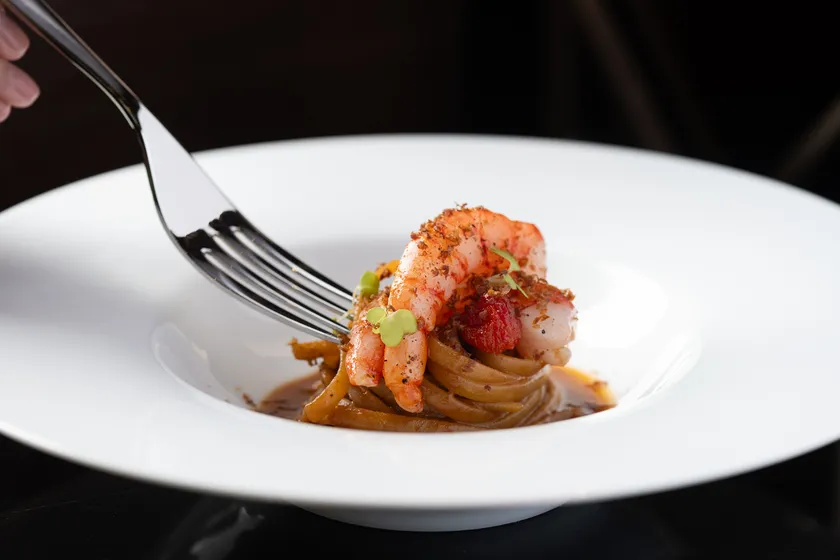 Cannubi by Umberto Bombana Manciniスパゲッティ|シチリア産赤エビ