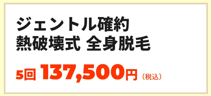 ジェントルシリーズ確約 熱破壊式医療脱毛 全身 5回コース