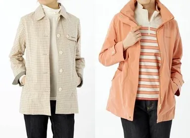 スウィッチモーション(左：花粉ガードチェックコート 右：花粉ガードコート)