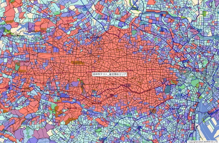 分析イメージ:吉祥寺駅周辺への来訪者ヒートマップ