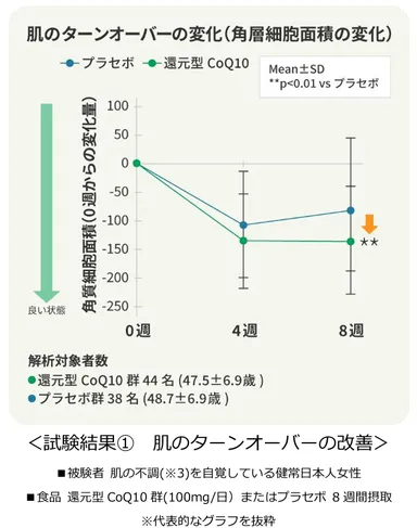 ＜試験結果(1)　肌のターンオーバーの改善＞