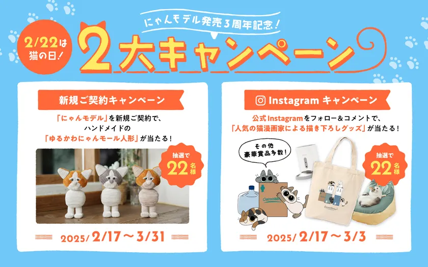 にゃんモデル発売3周年記念!2大キャンペーン開催!