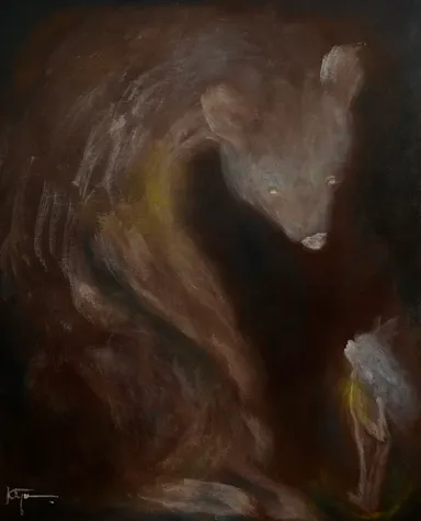 「きみとぼくはおなじ」530x650  acrylic,oilpastel