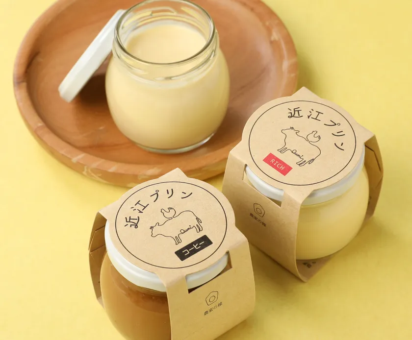 農家の嫁 近江プリン 上:プレーン/左:コーヒー/右:リッチ