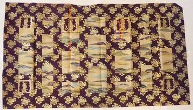 紺綾地唐花・生成地遠山文様 七条袈裟