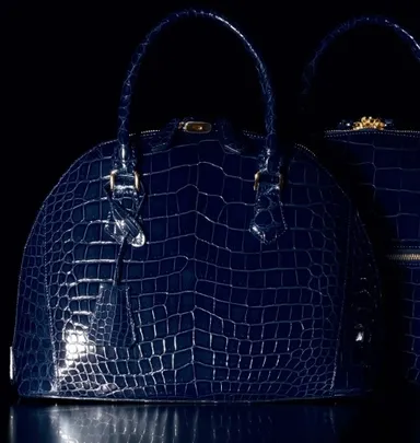 ナガタニ　藍染めクロコラウンドフォルムバッグ 