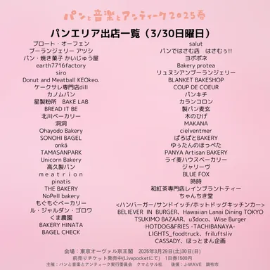 パンエリア出店一覧(日曜)