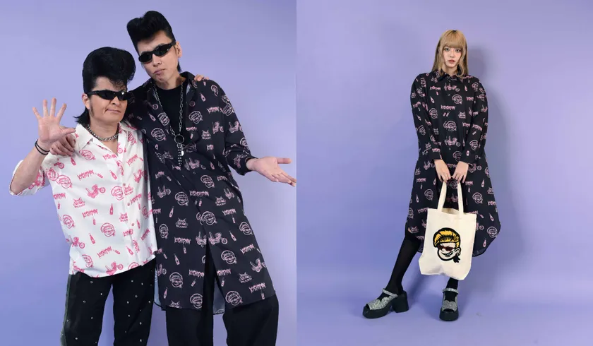 左) シャツ 25,850円/ロングシャツ 33,000円 右) ロングシャツ 33,000円/トートバッグ 7,700円(全て税込み)