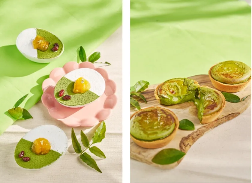 (左)抹茶のティラミス/(右)抹茶のチーズタルト