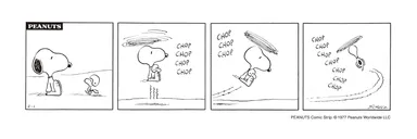 モチーフとなった1977年2月1日新聞掲載「PEANUTS」コミック