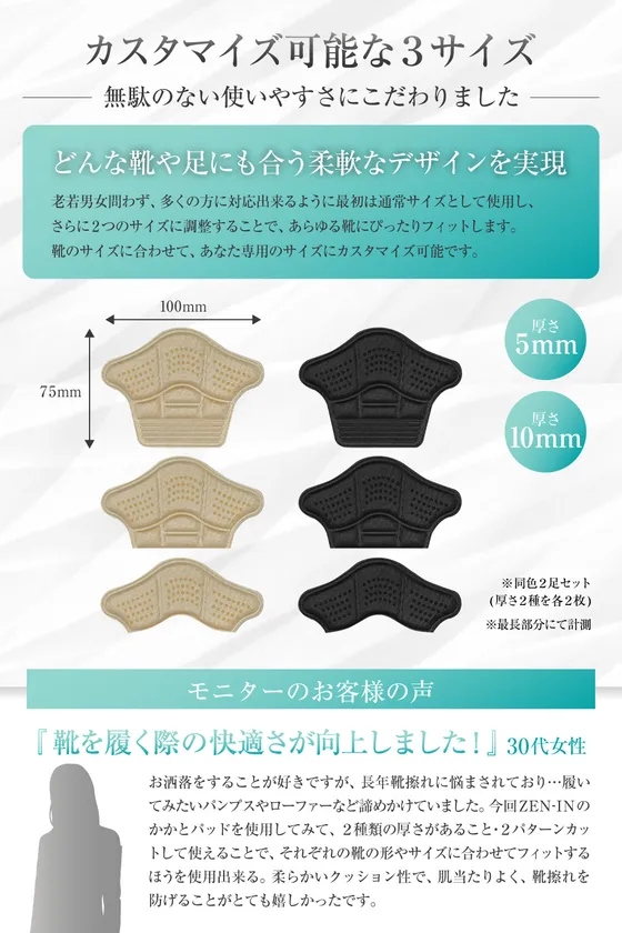 カスタマイズ可能な3サイズ