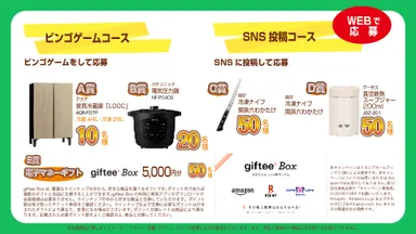 ビンゴゲームやSNS投稿で応募