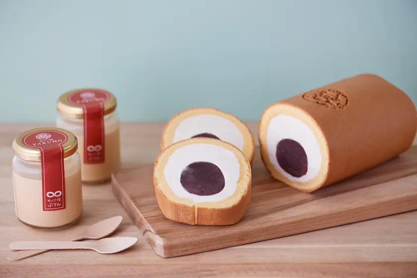 看板商品「氷川ご縁ぷりん」「氷川の太鼓橋あんバターロール」