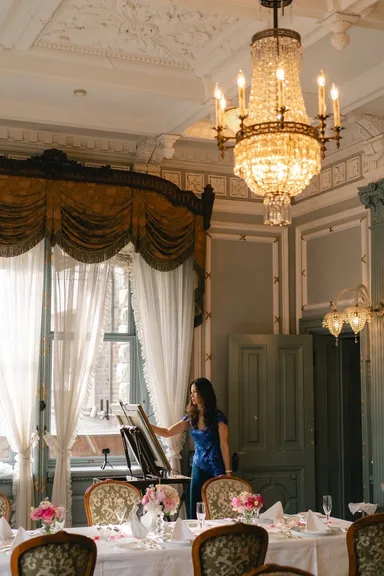 露宴の最中に会場内でライブ・ウェディング・ペインティング