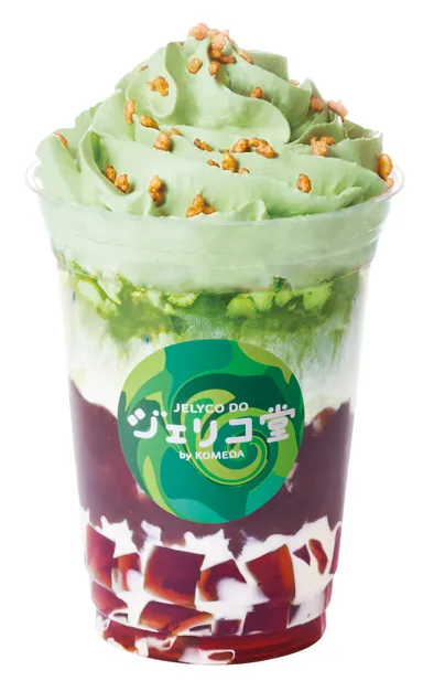 紅茶ジェリー＆抹茶ミルク(「抹茶ホイップ変更」＋「玄米あられ」＋「わらびもち」)