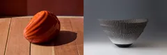 (左)築地久弥 作品／(右)保立剛 作品