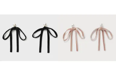 Ashore Bow Drop Earrings, Pink/Black