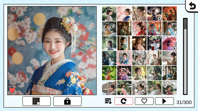 “Kimono”ギャラリー画面