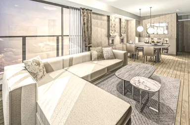 【コーディネート事例】上質なファブリックスコーディネートのくつろぎ空間