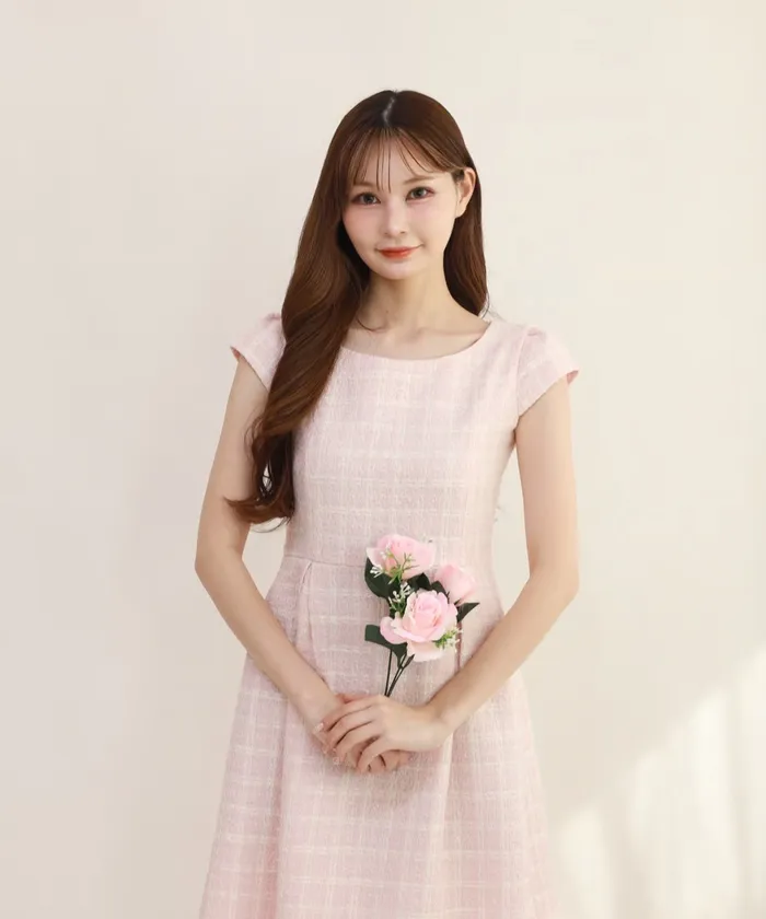 ツイードワンピース(ピンク)