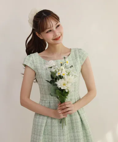 ツイードワンピース(ミントグリーン)