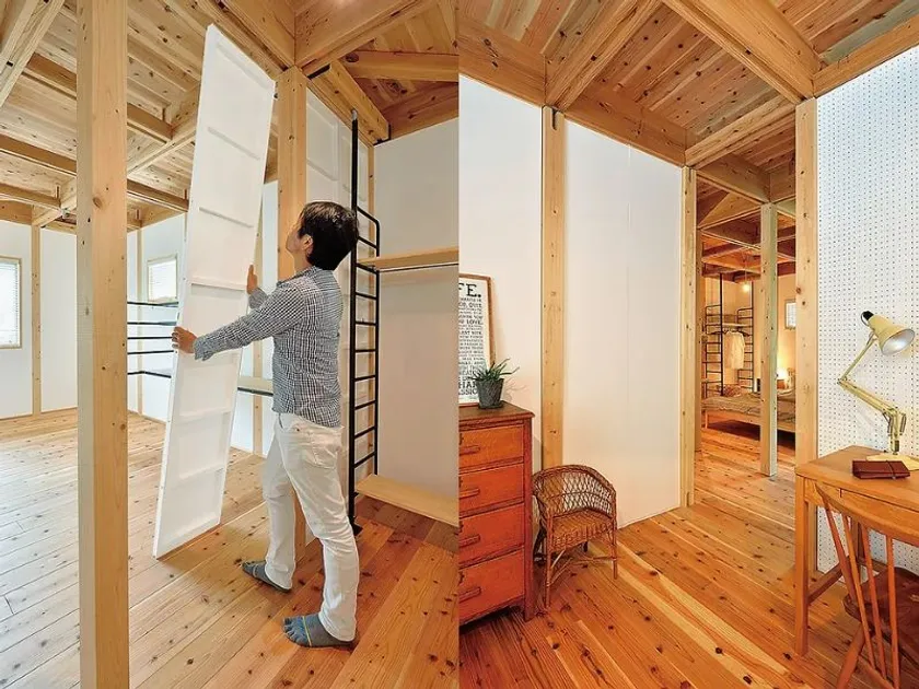 左)壁をはめている 右)壁はめた後