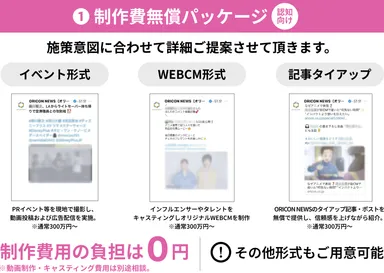 (1) 制作費無償パッケージ(認知向け)