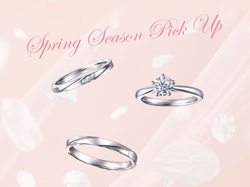 舞い上がる桜の花びらをモチーフにした優美で繊細なデザイン
セットリング『Chloris(クロリス)』