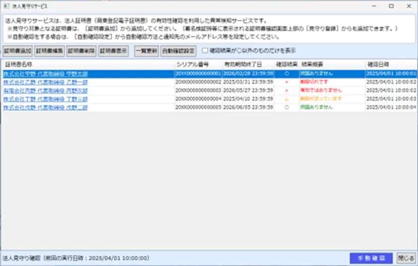 法人見守りサービス画面イメージ